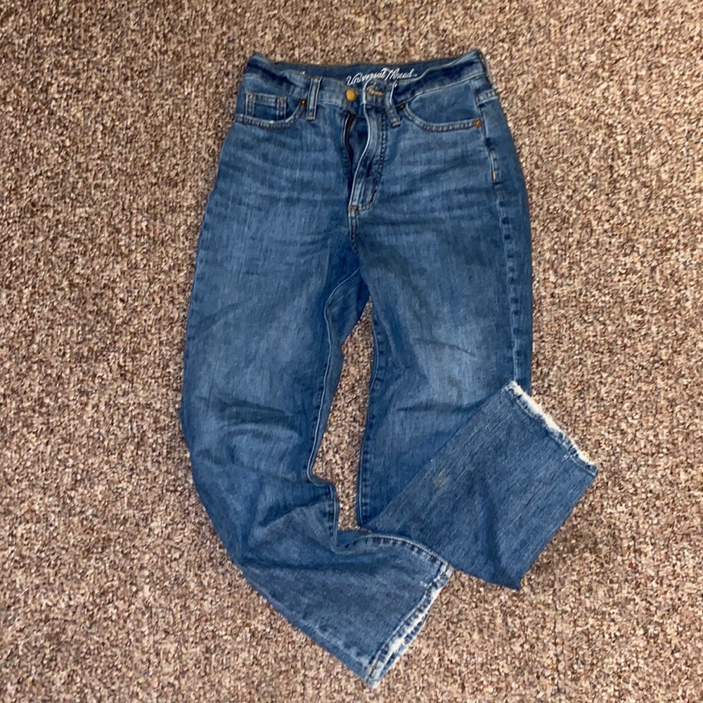 Straight legged blue mom jeans
